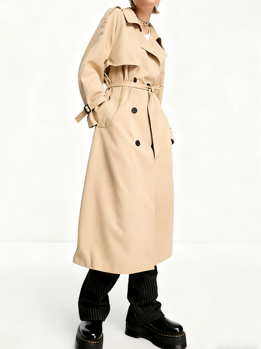 Trendy Double Breasted Trench Coat