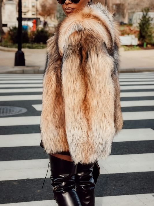 Gorgeous Multicolored Faux Fur Coat