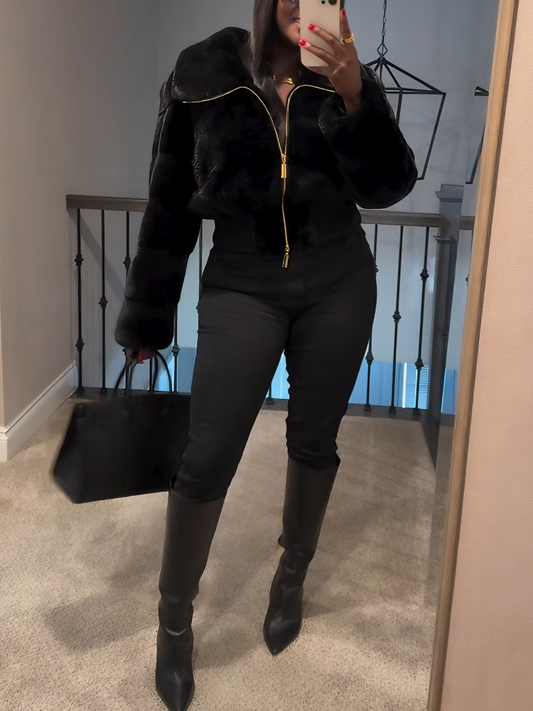 Luxury Faux Mink Cropped Bomber
