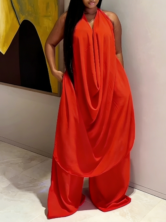 Chic Draped Halter Co-Ord – Effortless Two-Piece Set