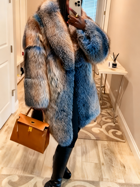Trendy Mid Length Fur Coat