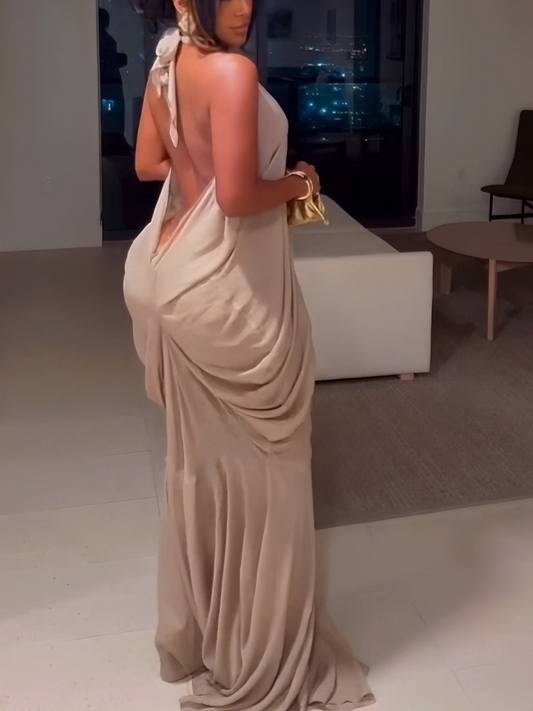 Halter Volume Maxi Dress