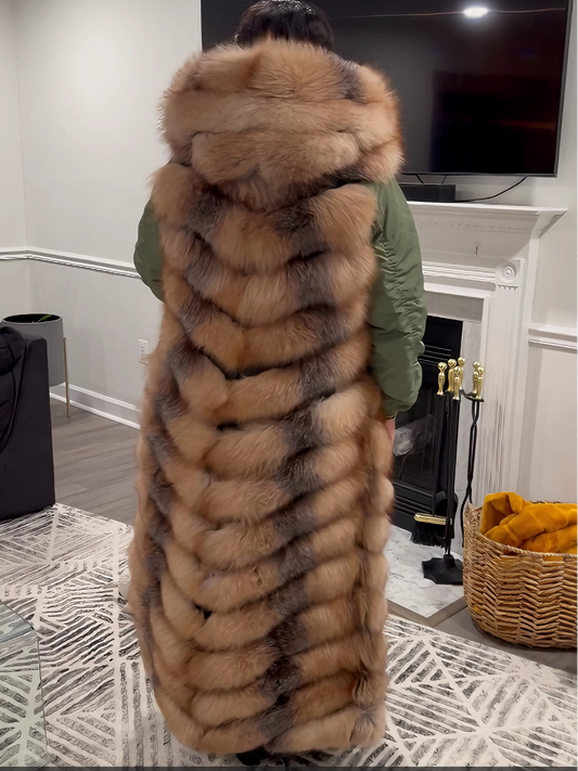 Luxe Detachable Crystal & Silver Fox Fur Vest