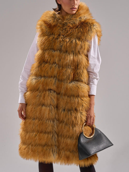 Edgy Chic Hooded Fox Fur Vest
