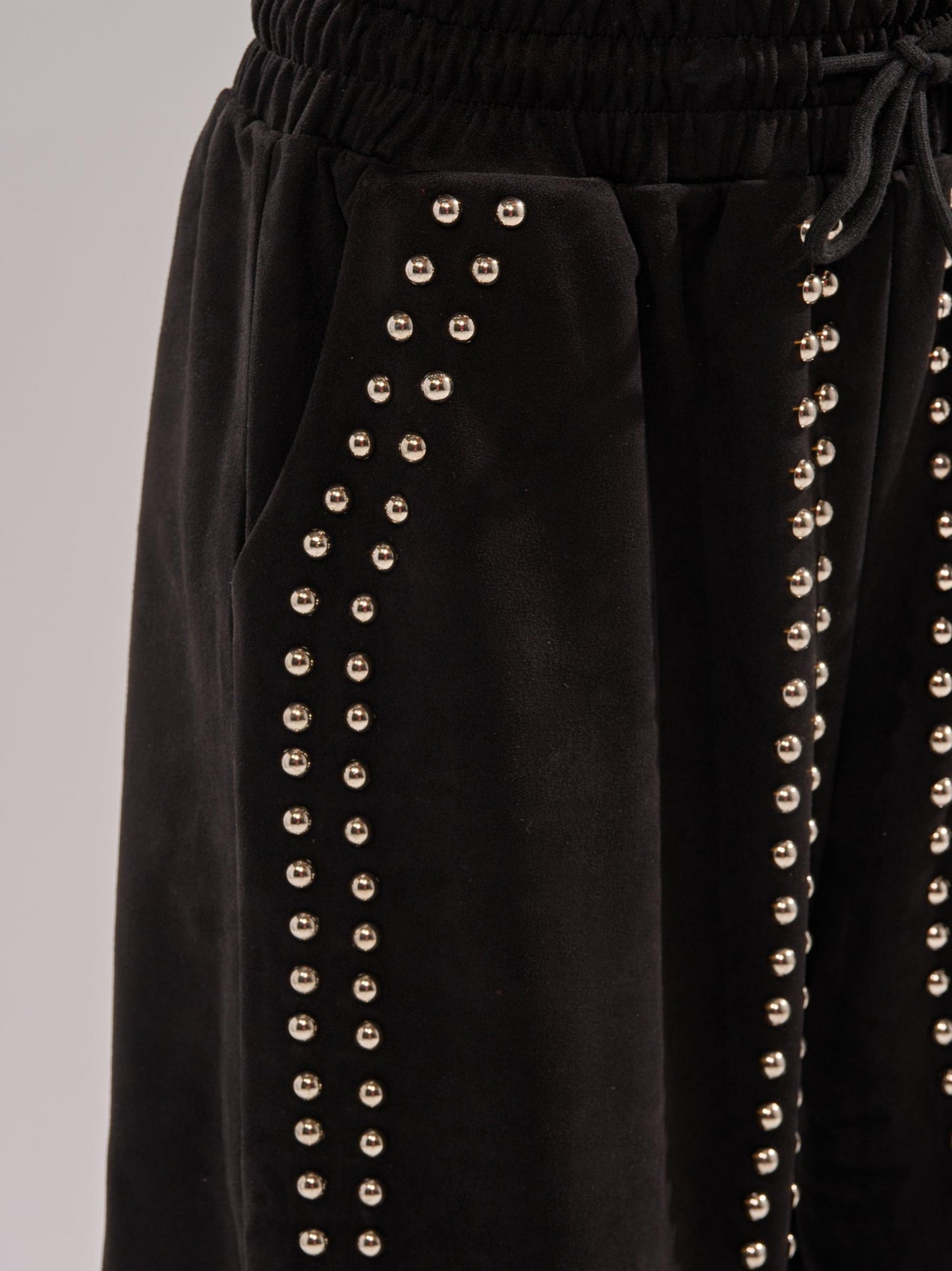 Black Studded Hoodie & Wide-Leg Pants 2-Piece Set