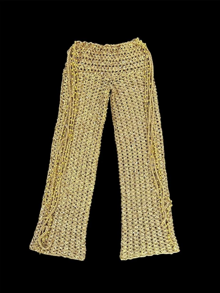 Gilded Luxury Hollow Knit Two-Piece Set