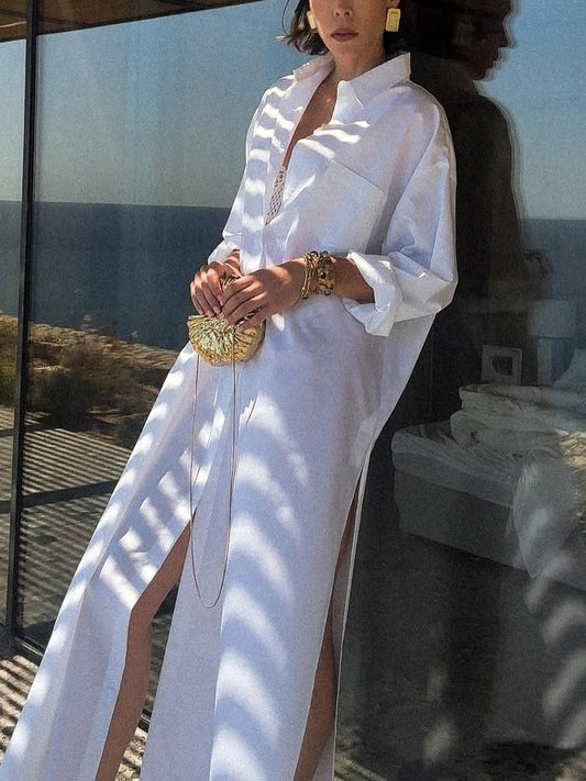 Elegant Shirt Maxi Dress