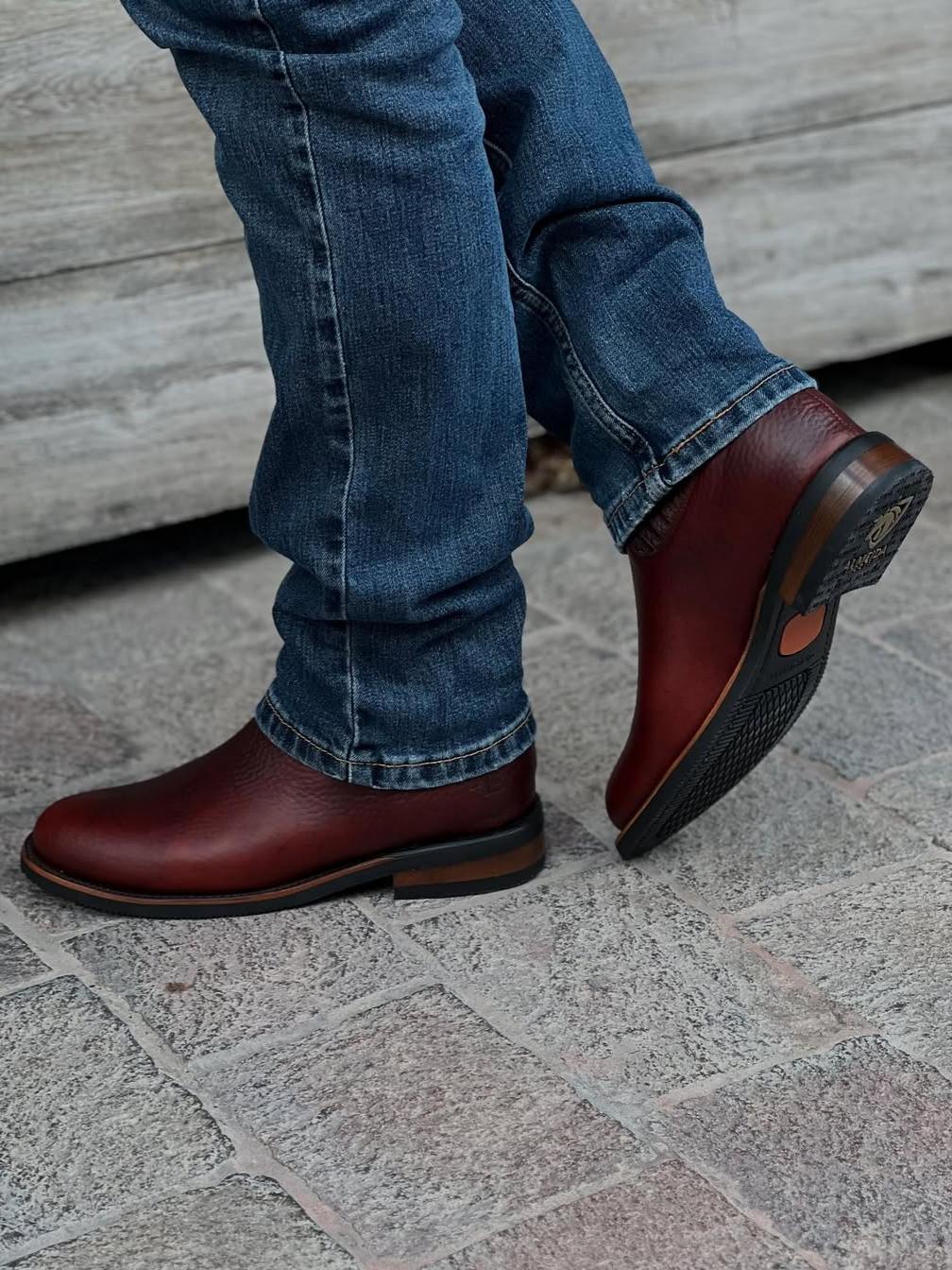 Men's Burgundy Full-Grain Leather Chelsea Boots