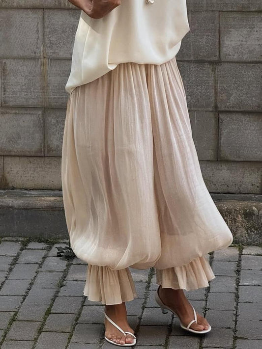 Elegant Pleated Wide - Leg Pants