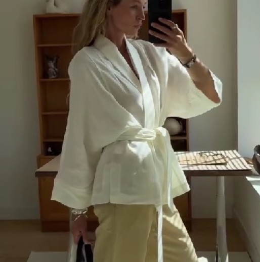 Casual White Tie-Waist Blouse