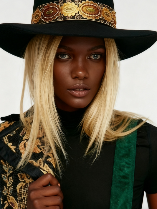 Black Wide - Brim Fedora Hat