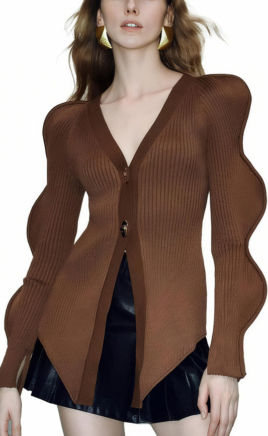 Stylish Long Sleeve V - Neck Cardigan