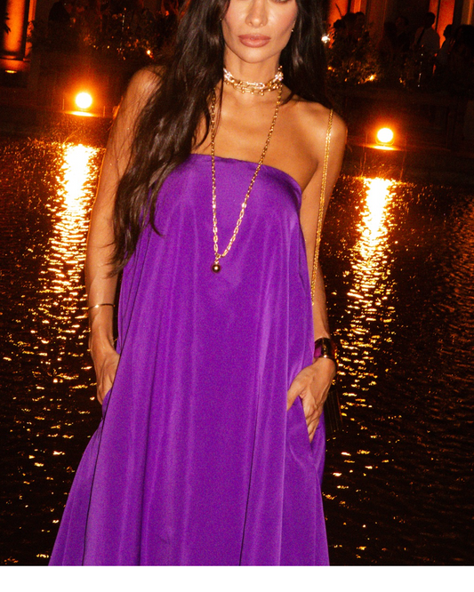 Royal Violet Off-Shoulder Maxi Dress