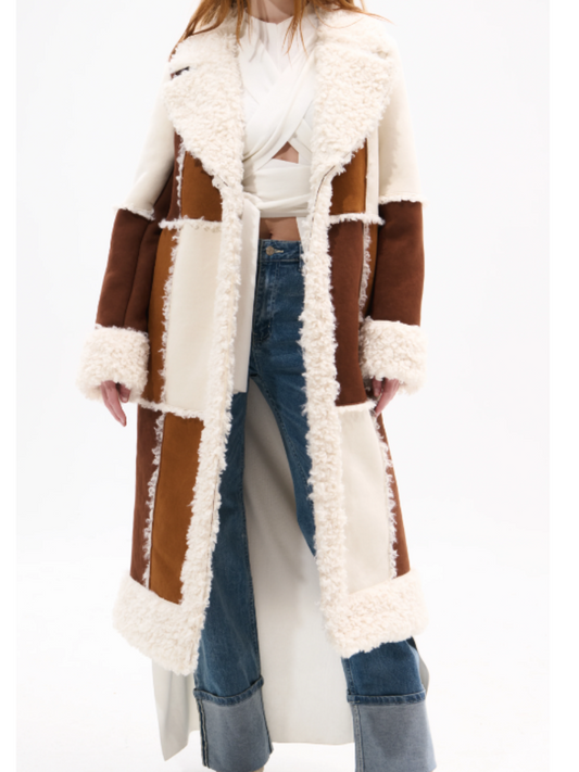 Stitched Contrast Lambskin Coat