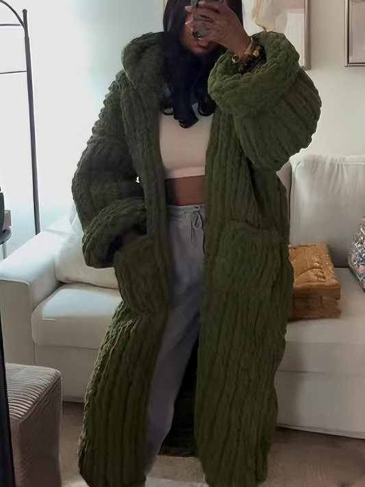 Oversized Handmade Chunky Knit Hooded Cardigan