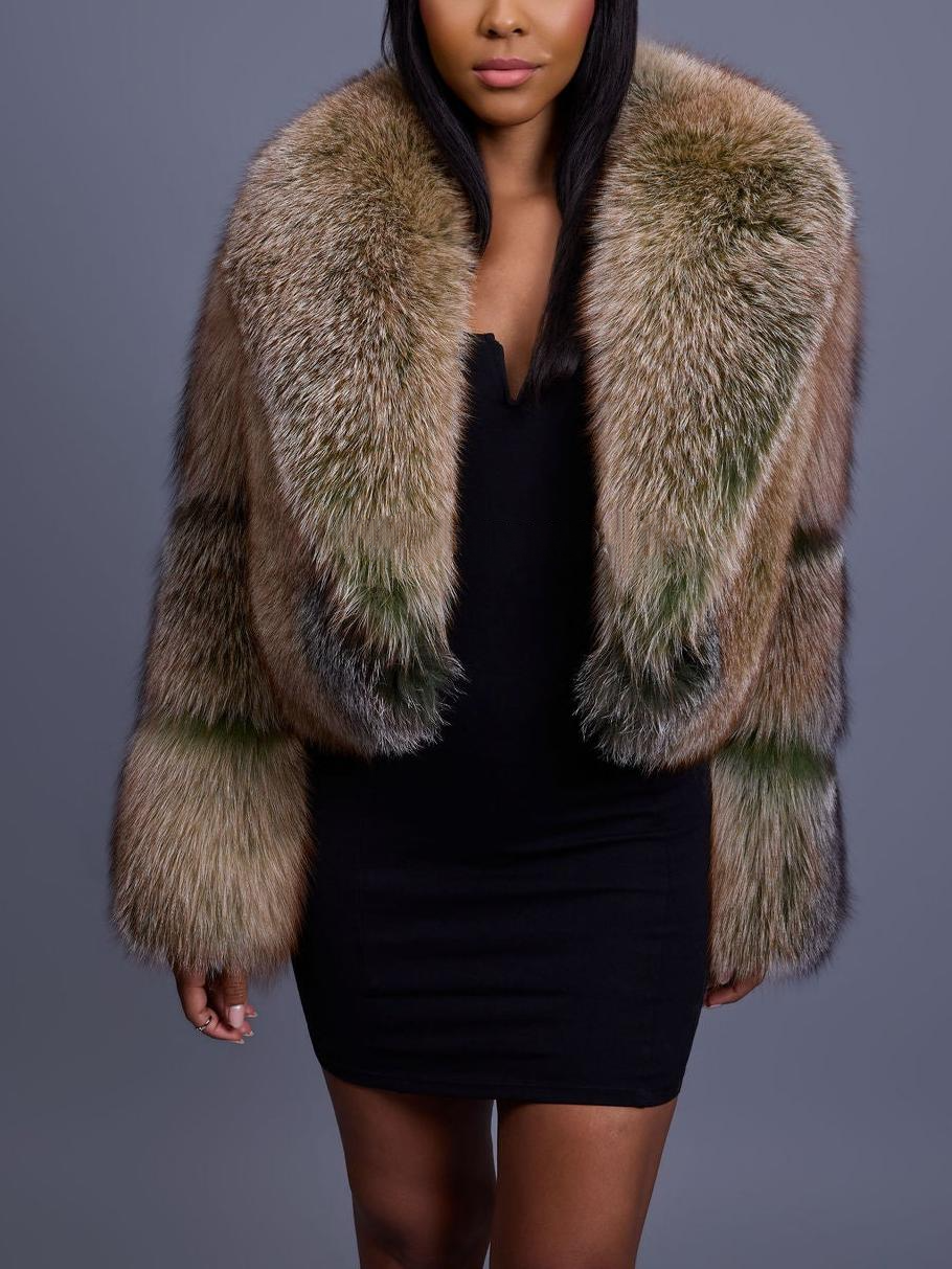 Luxury Crop Fox Bomber Coat