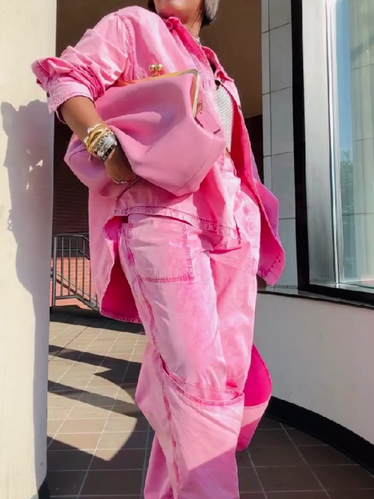 Rose Pink Denim Suit