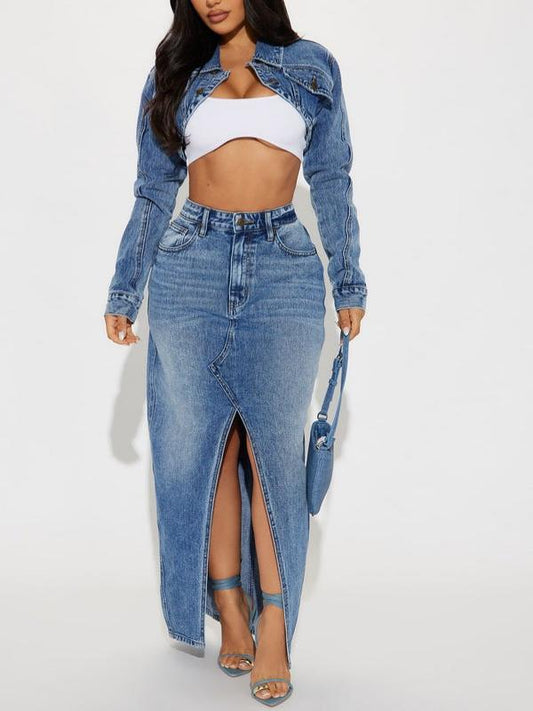Light Wash Denim Two-Piece Set