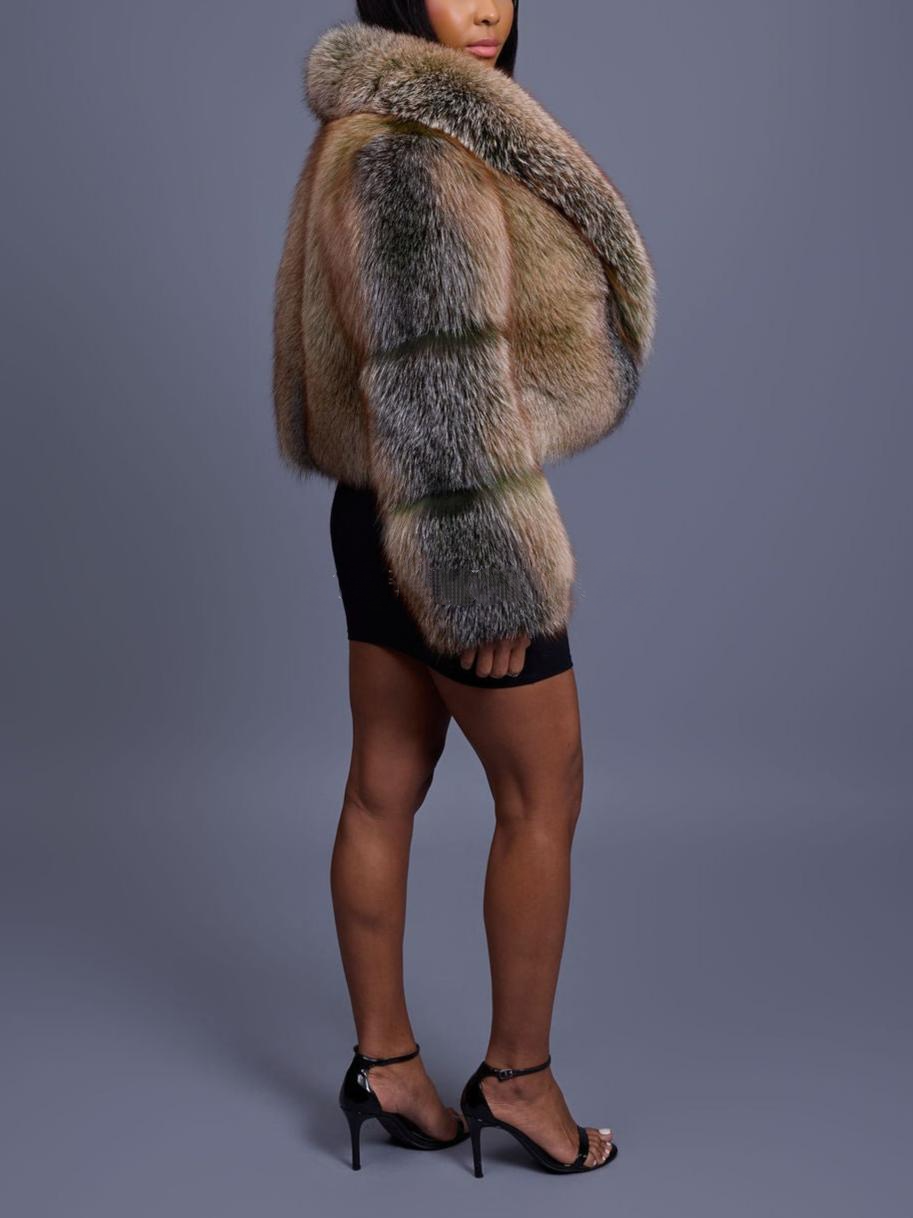 Luxury Crop Fox Bomber Coat