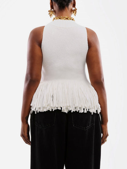 Stylish Fringe Hem Knit Tank Tops