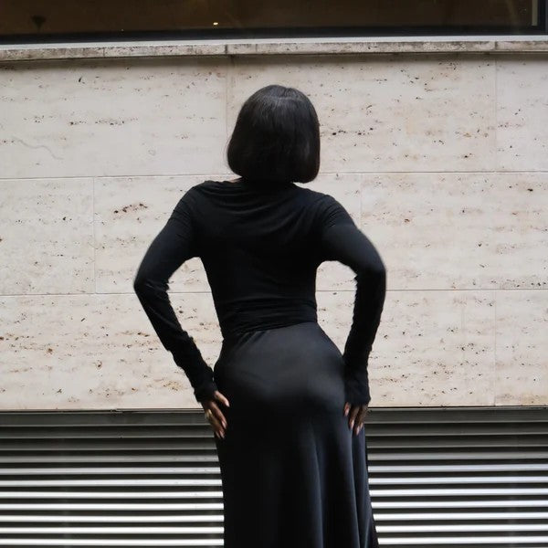 Asymmetrical Cold Shoulder Long Sleeve Top