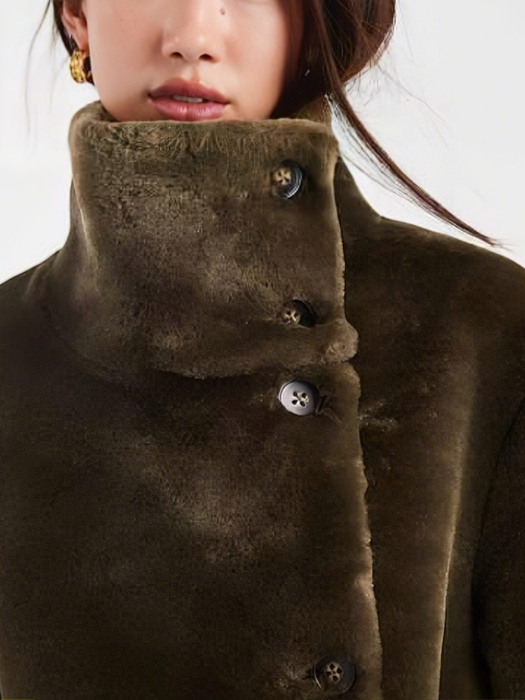 Longline Cozy Teddy Funnel Neck Coat