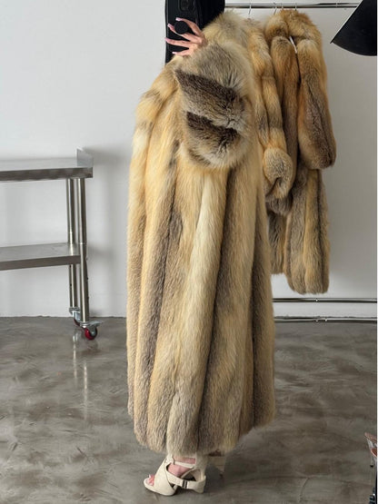 Vintage Full-Length Golden Island Fox Fur Coat