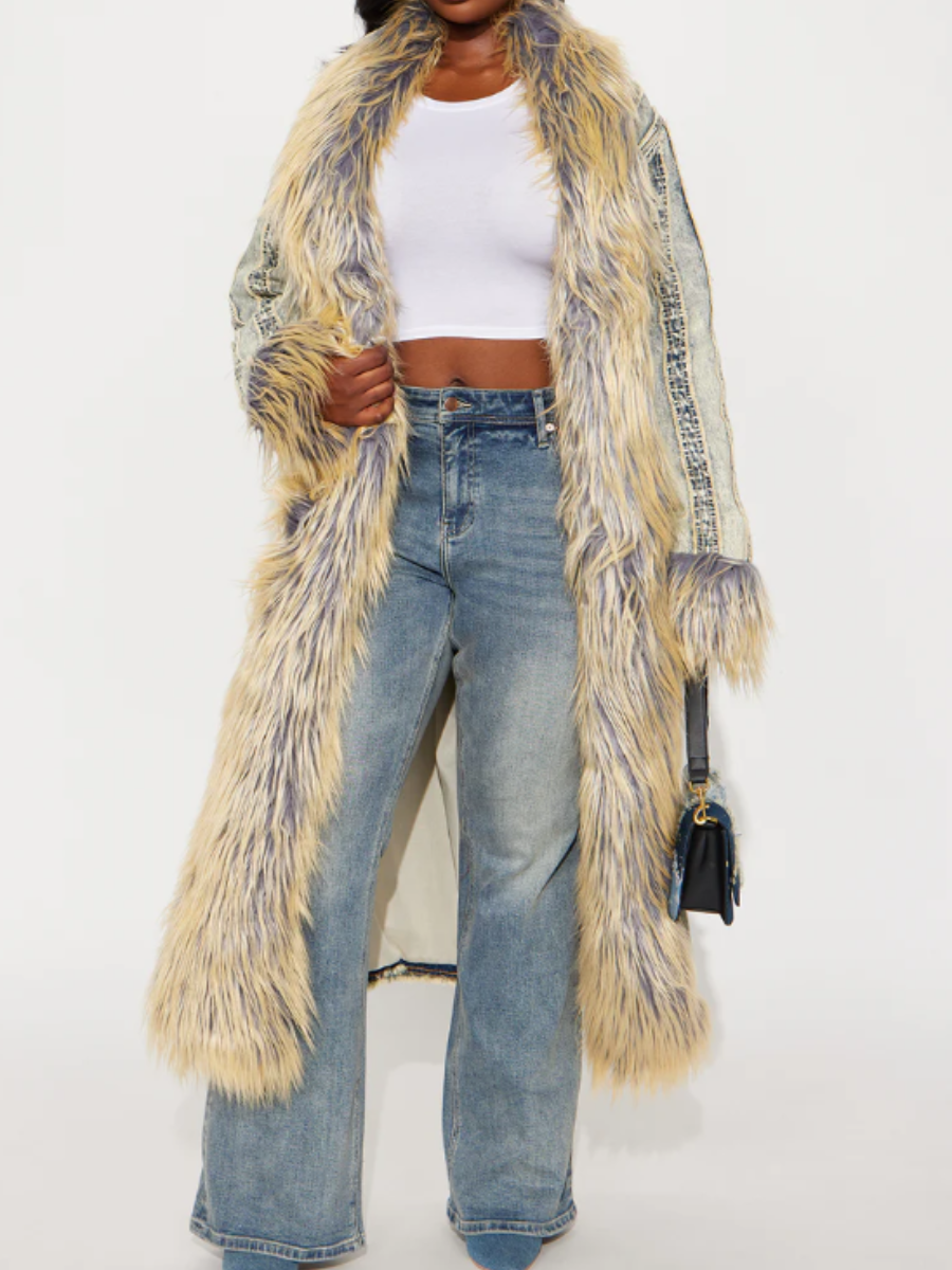 Plush Denim Full Length Jacket