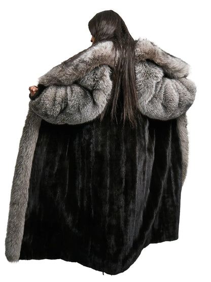 Luxury Fox Fur Full Skin Mink Trench Coat