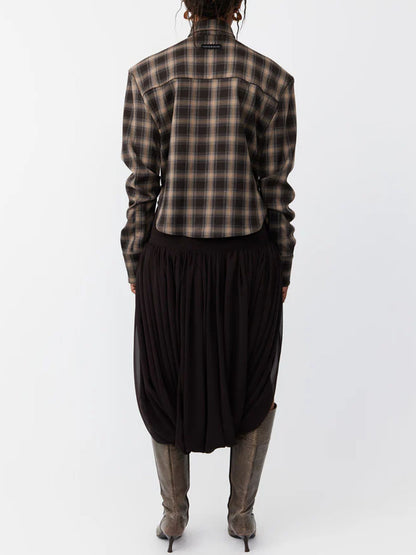 Plunging Neck Shoulder Padding Shirt