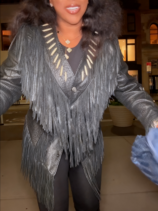 Fringed Leather Coat