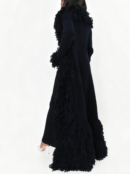 Fashion Oversized Fringe Knitted Coat