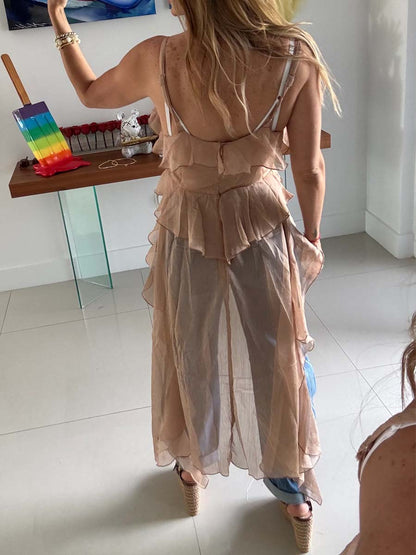 Ruffled Irregular Slip Top