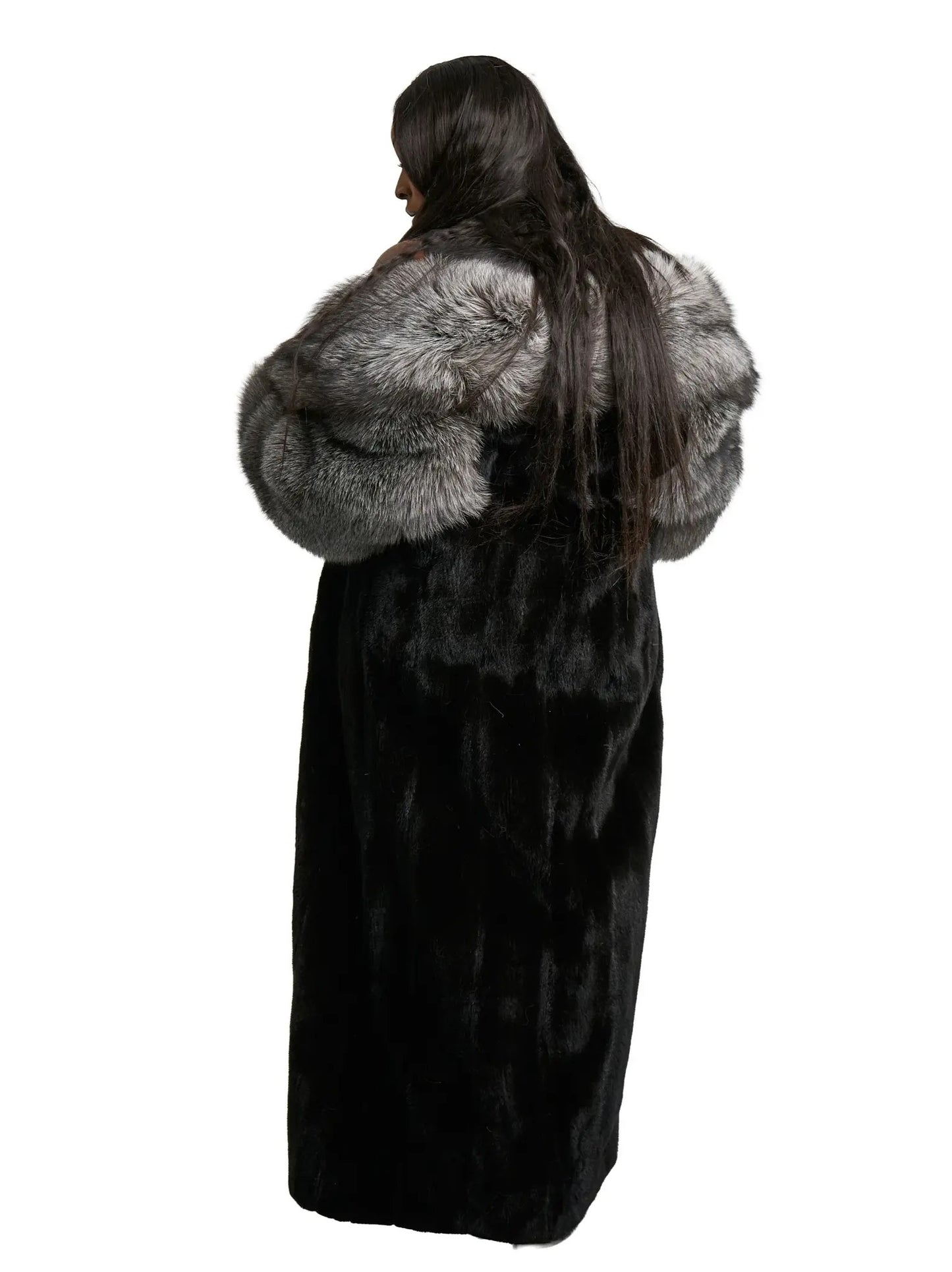 Luxury Fox Fur Full Skin Mink Trench Coat
