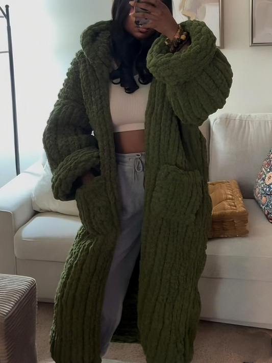 Oversized Handmade Chunky Knit Hooded Cardigan