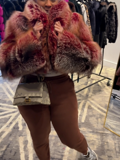 Vintage Inspired Winter Outerwear Red Fox Cropped Jacket