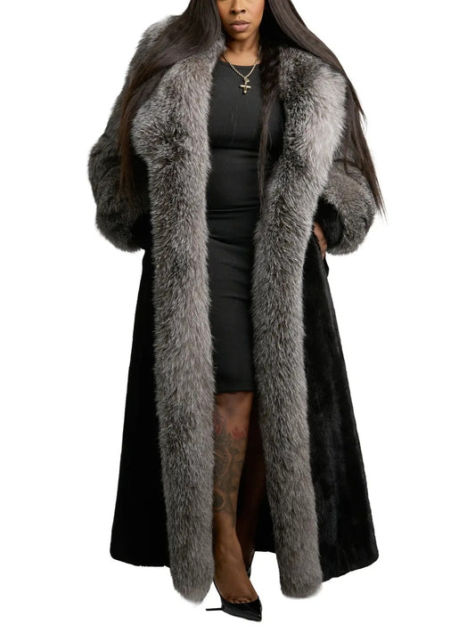 Luxury Fox Fur Full Skin Mink Trench Coat
