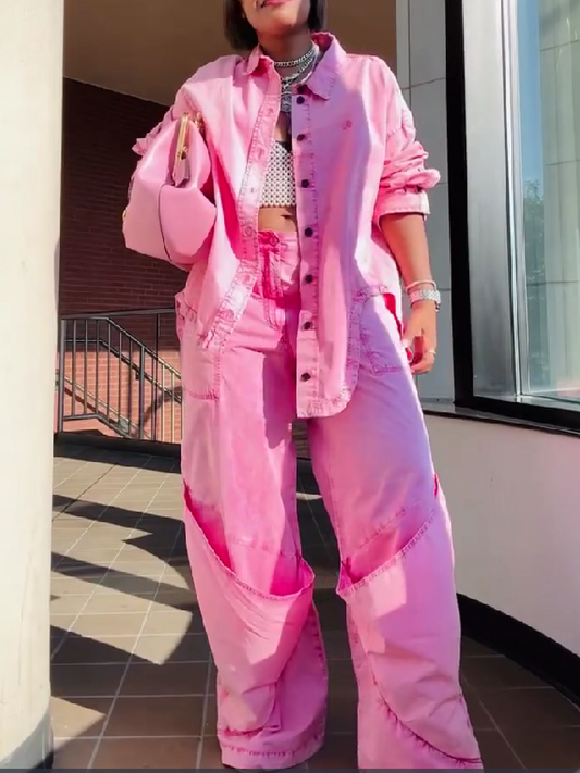 Rose Pink Denim Suit