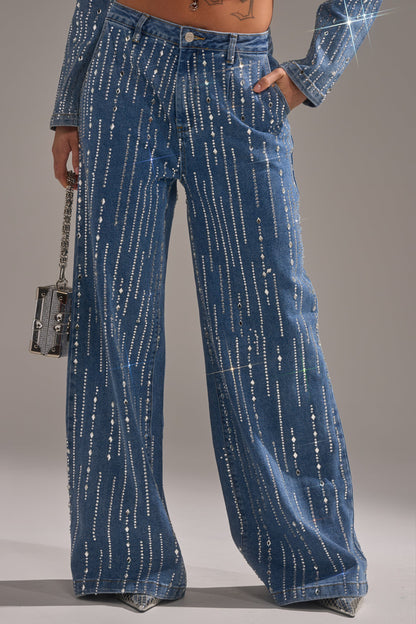Vintage Sparkly Vertical Sequin Denim Set