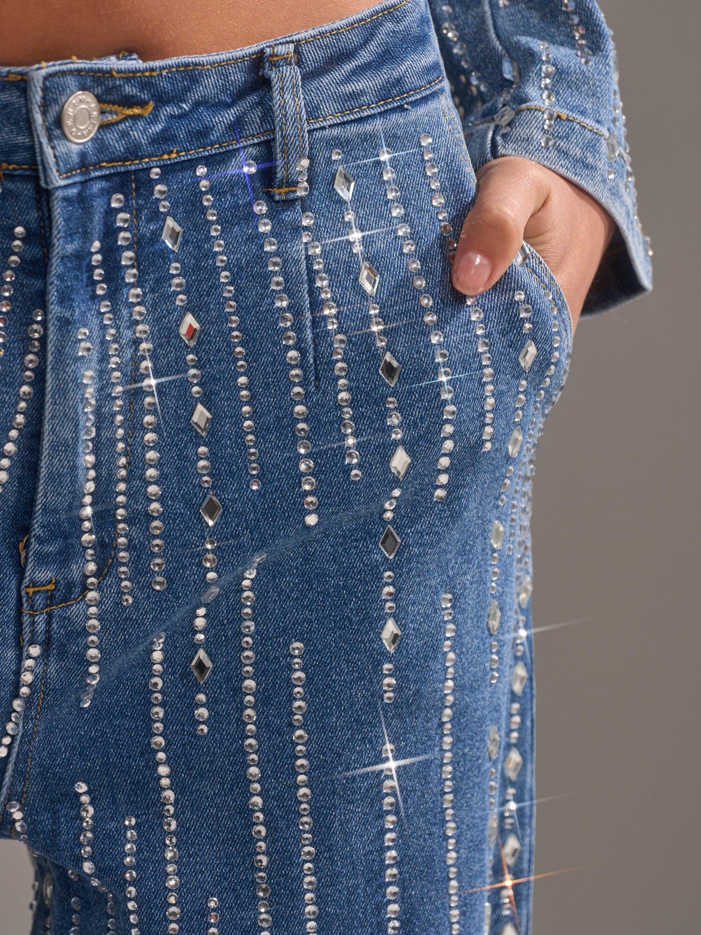 Vintage Sparkly Vertical Sequin Denim Set