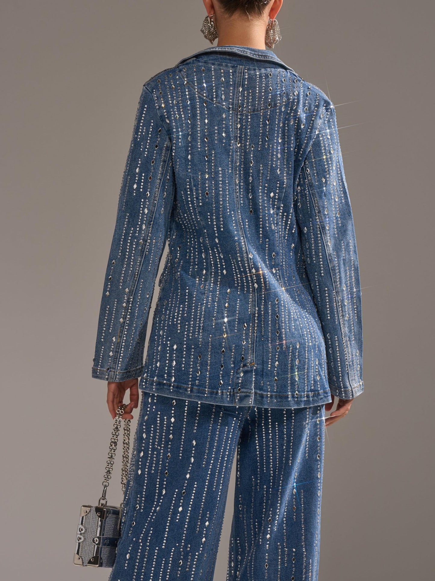 Vintage Sparkly Vertical Sequin Denim Set