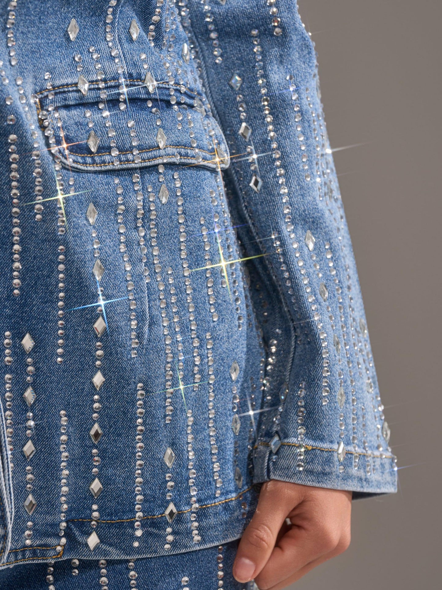 Vintage Sparkly Vertical Sequin Denim Set
