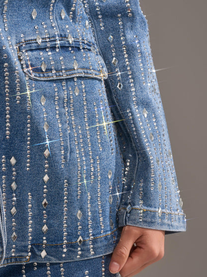 Vintage Sparkly Vertical Sequin Denim Set