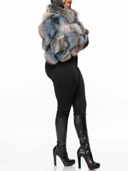 Colorful & Stylish Winter Outerwear Cropped Fur Jacket