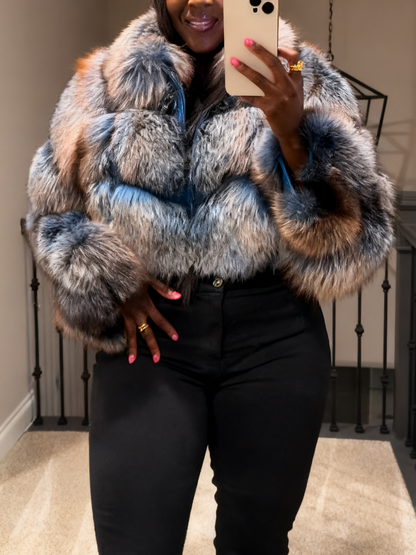 Colorful & Stylish Winter Outerwear Cropped Fur Jacket