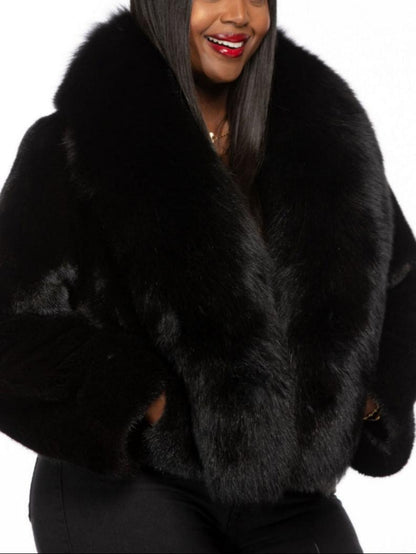 Stylish & Warm Winter Outerwear Black Mink Fox Cropped Jacket