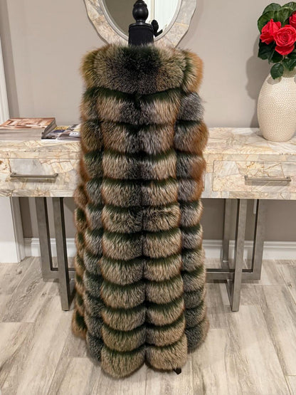 Multicolor Stylish Winter Sleeveless Outerwear Full Long Fur Vest