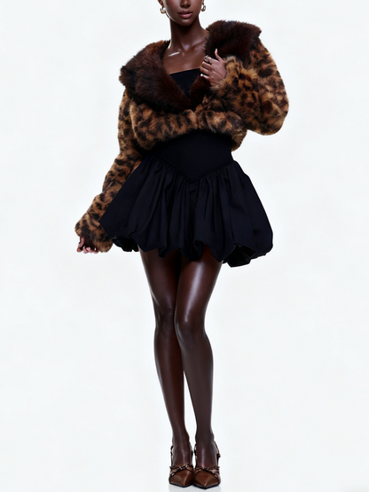 Brown Faux Leopard Fur Jacket