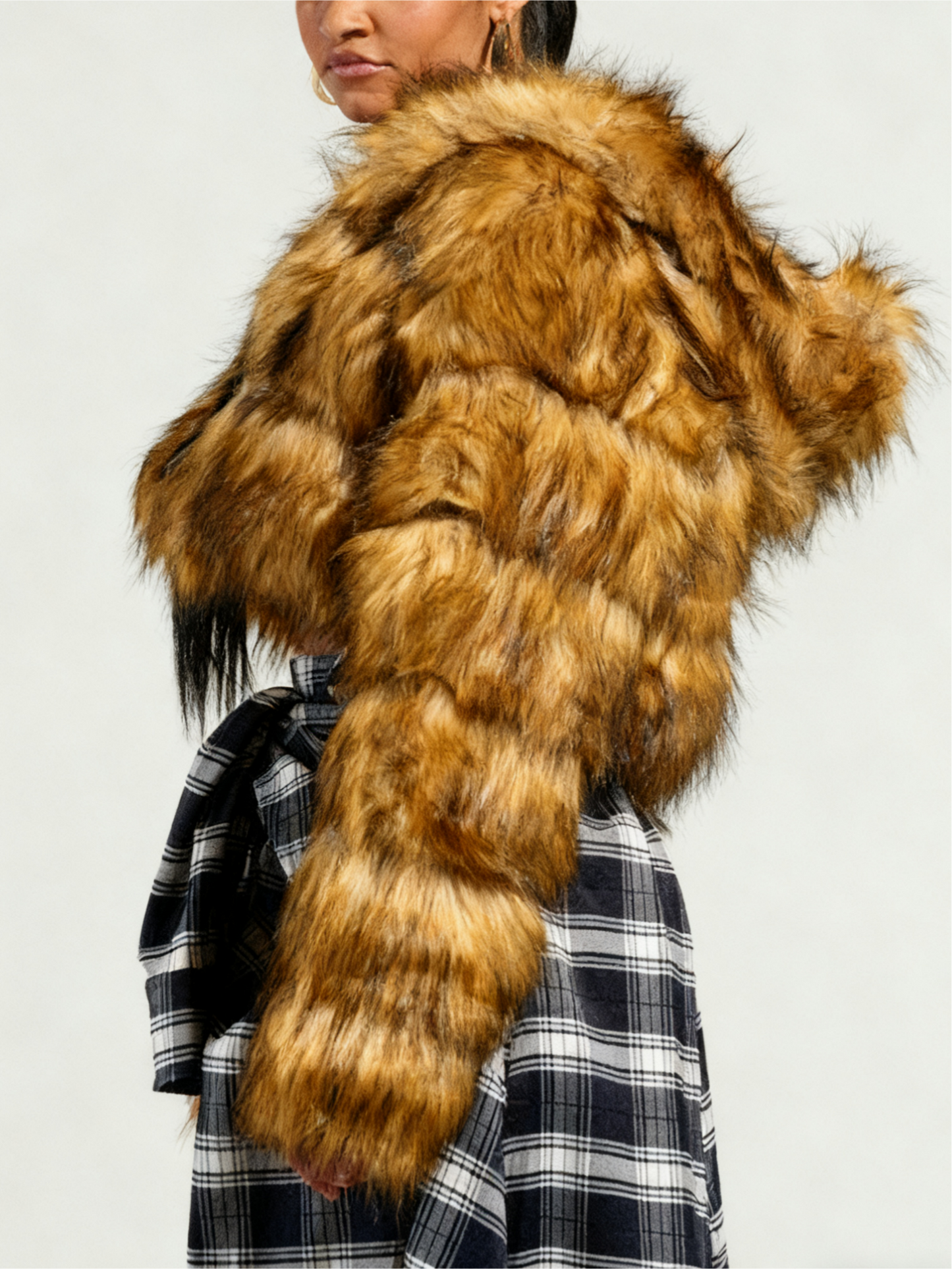 Plush Faux Fur Cropped Jacket