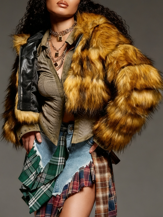 Plush Faux Fur Cropped Jacket